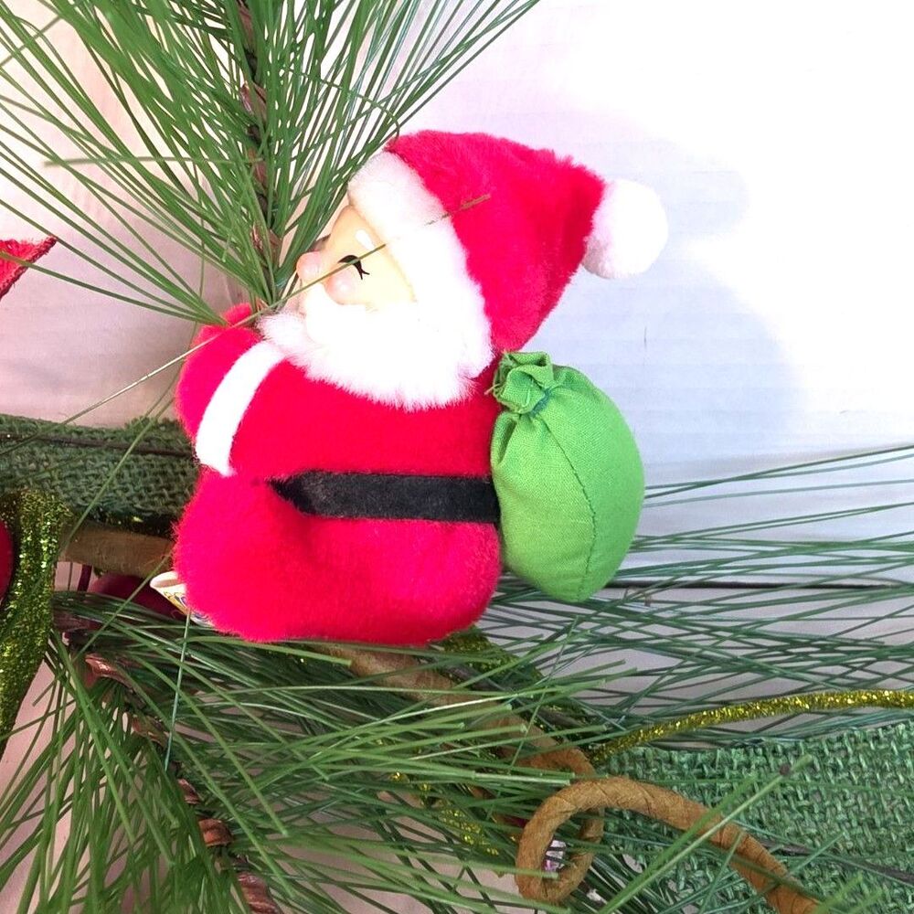 Vintage Pencil Hugger Plush Dakin Santa Rubber Face Clip On Pixie 1986